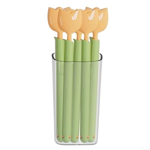 Magnetische Aufbewahrungsbox mit 5 Tulpen-Verschlussclips zur Verbesserung der Lebensmittelfrische, Orange von Getdoublerich