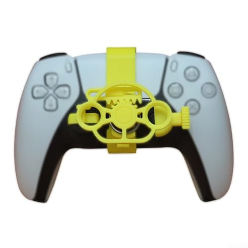 Mini Lenkrad Racing Game Controller, Fahrsimulator Kompaktes 3D Mini Rennspiel Lenkrad für PS5 (Gelb) von Getdoublerich