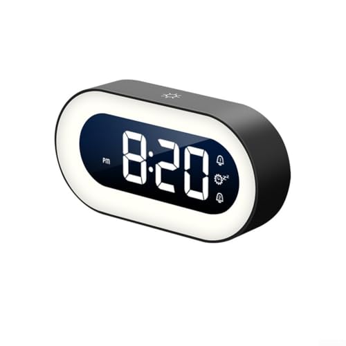 Moderner batteriebetriebener Wecker mit elegantem Design und Helligkeitsregelung (schwarz) von Getdoublerich
