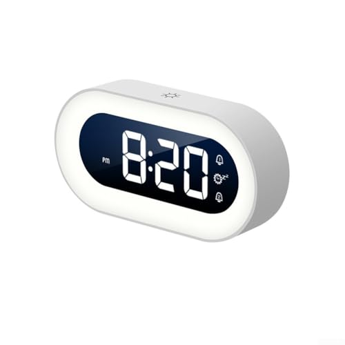 Moderner batteriebetriebener Wecker mit elegantem Design und Helligkeitsregelung (weiß) von Getdoublerich
