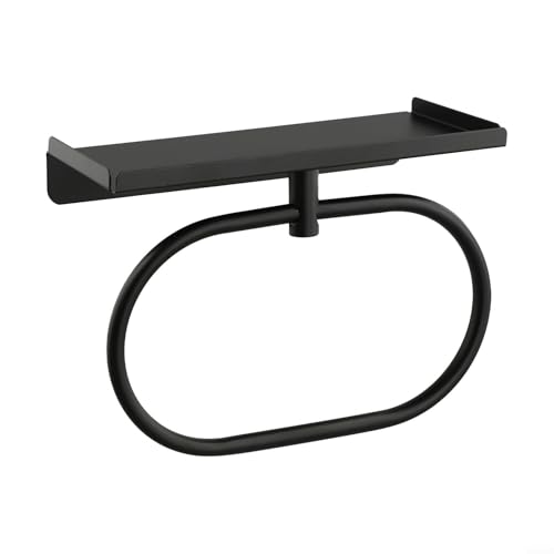Organisieren Sie Ihre Handtücher einfach mit diesem eleganten Edelstahl-Stanzer-Design, das eine obere Ablage enthält (schwarz) von Getdoublerich