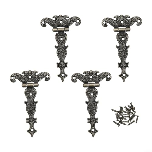 Robuste T-Scharniere aus Zinklegierung, antikes Design für Schränke und Holzprojekte, funktional und elegant, 4 Stück (Bronze) von Getdoublerich