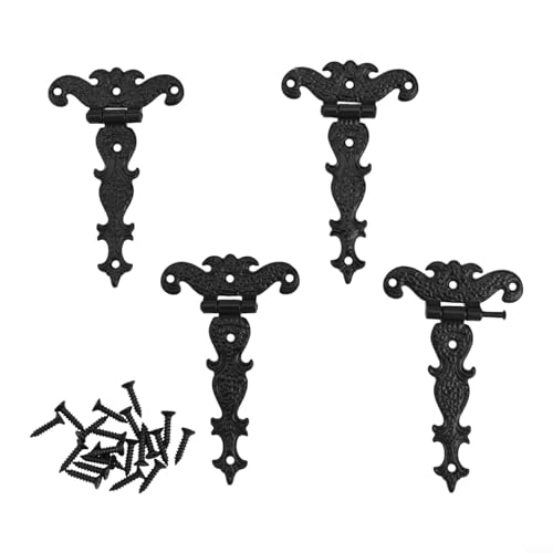 Robuste T-Scharniere aus Zinklegierung, antikes Design für Schränke und Holzprojekte, funktional und elegant, Schwarz, 4 Stück Robuste T-Scharniere aus Zinklegierung, antikes Design für Schränke und Holzprojekte, funktional und elegant, Schwarz, 4 Stück von Getdoublerich