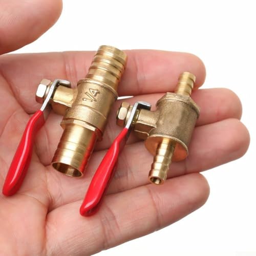 Robuster Messing-Kugelhahn mit Schlauchstutzen für Flüssigkeitssysteme (6 mm) von Getdoublerich