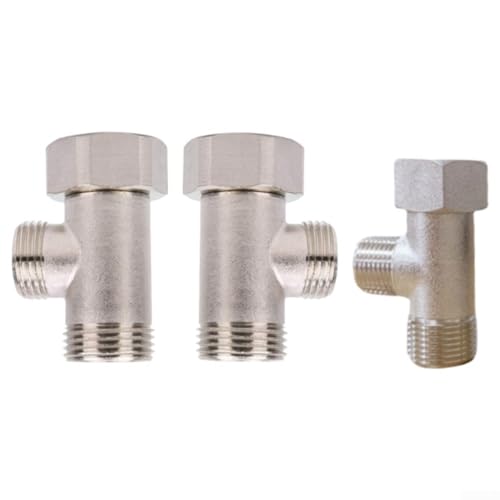 Robuster T-Adapter aus Messing für Bidetverbindungen, auslaufsicheres und kompaktes Design, 3-Wege-Rohrverschraubung für verschiedene Installationen (3/8) von Getdoublerich