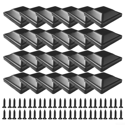 Schwarze Kunststoff-Deckpfostenabdeckungen für 4 x 4 Zäune, einfache Schraubmontage (24 Stück) von Getdoublerich