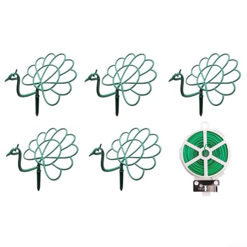 Set mit 5 Pfauen-Sonnenblumen-Stützen mit 20 m Bindedraht, um die Blütenstabilität zu erhalten und den Außenbereich dekorative Attraktivität zu verleihen von Getdoublerich