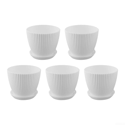 Set mit 5 modernen Blumentöpfen für Zuhause und Büro mit stilvollem minimalistischem Design (weiß) von Getdoublerich