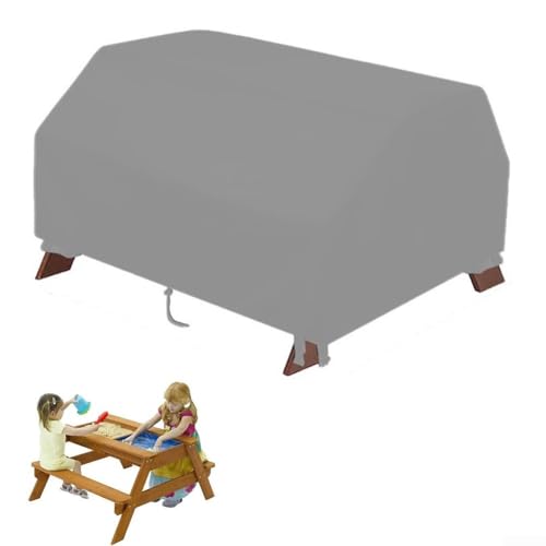 Strapazierfähige 420D wasserdichte Picknicktischabdeckung, wasserdichte Kinder-Picknicktischabdeckung für 3-in-1 Sand- und Wasseraktivitäten (grau) von Getdoublerich