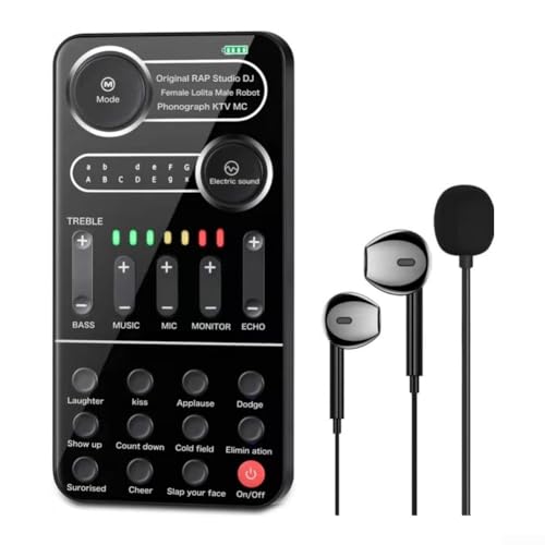 Tragbares Soundkarten-Set, Mini-Soundkarte, multifunktionales Aufnahmegerät, mobiler Computer, Soundkarte, Stimmenwechsler, 9 Audio-Effekte für Handys und Computer (Soundkarten-Set) von Getdoublerich