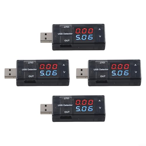 USB Voltmeter Amperemeter 4PC Set mit LCD Display zur Überwachung von Spannungs- und Stromwerten für mobile Geräte und Ladegeräte von Getdoublerich