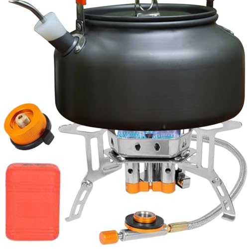 Backpacking Kocher | Backpacking Kocher Mit Piezo Zündung Und Kartuschen Adapter - Klappbarer Kochbrenner Mit Regulierbarer Flamme Für Trekking Bergsteigen Picknick Grilling von Geteawily