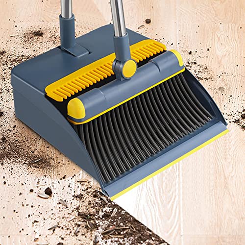 Besen- und Kehrschaufel-Set – Kehrschaufel und Besen mit langem Griff – 180 Grad drehbarer weicher Besen hoher Kehrschaufel-Set | Bodenreinigungsset für drinnen und draußen | platzsparend | New Home von Geteawily