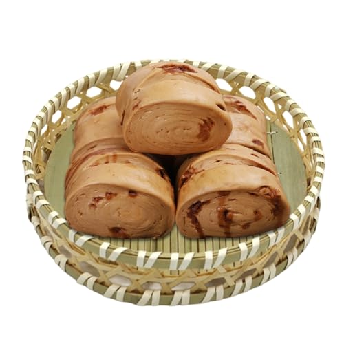 Flaches Brotkorb,Geflochtene schale | Hohle Rustikale Dekorative Servierplatte Mit Flachem Boden Für Kartoffeln Süßigkeiten Kuchen Zwiebeln Esstisch von Geteawily