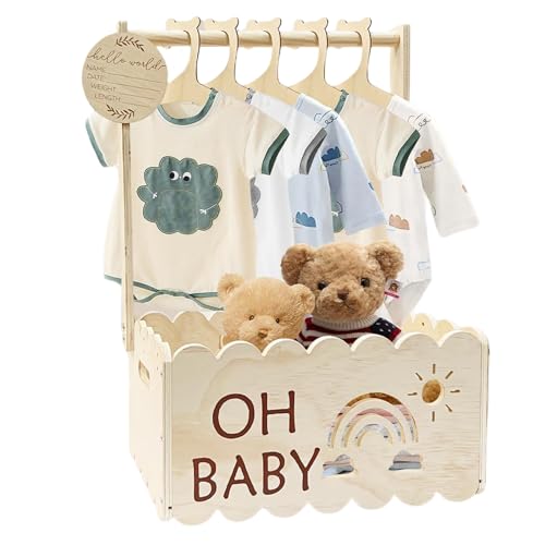 Geteawily Baby Shower Aufbewahrungskiste,Holzkorb Mit Griff - Kinderzimmer Möbel Für Babykleidung Präsentation von Geteawily