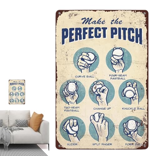 Geteawily Baseball-Schild, Baseball-,Baseball-Kunst-Wand-| Einzigartiges Baseball-Pitching-Griff-Retro-Schild, Retro-Kunstdruck, Blechation für die Wand eines Café-Clubs Geteawily Baseball-Schild, Baseball-,Baseball-Kunst-Wand-| Einzigartiges Baseball-Pitching-Griff-Retro-Schild, Retro-Kunstdruck, Blechation für die Wand eines Café-Clubs von Geteawily
