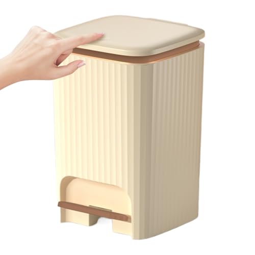 Geteawily Mülleimer Mit Deckel,Druckknopf Und Fußpedal Küchenabfalleimer - Geruchsdichter Und Leiser Müllbehälter Für Schlafzimmer Büro Wohnzimmer Badezimmer Waschraum Geteawily Mülleimer Mit Deckel,Druckknopf Und Fußpedal Küchenabfalleimer - Geruchsdichter Und Leiser Müllbehälter Für Schlafzimmer Büro Wohnzimmer Badezimmer Waschraum von Geteawily
