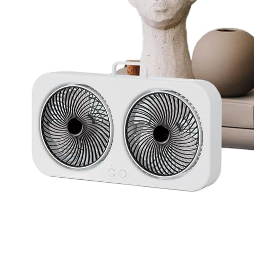 Geteawily Schreibtischventilator | Doppelkopf Luftkühler | Leistungsstarker USB-Aufladbarer Aufhängbarer Ventilator Für Innenbereich Schlafzimmer Camping Reisezelt von Geteawily