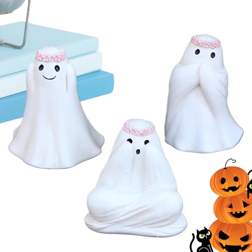 Halloween Dekorationsfiguren | Gespenster Deko Figur Halloween,Festliche 3-teilige Harz Dekorationsskulptur für Büro, Schreibtisch, Zuhause sowie Tischdekoration für Geburtstagsfeier von Geteawily