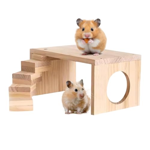 Hamster Holzbühnen | Hamster Klettergerüst Aus Holz - Spielzeug zur Bereicherung und Bewegung für Kleintiere wie Chinchillas, Rennmäuse, Meerschweinchen und Zwerghamster von Geteawily