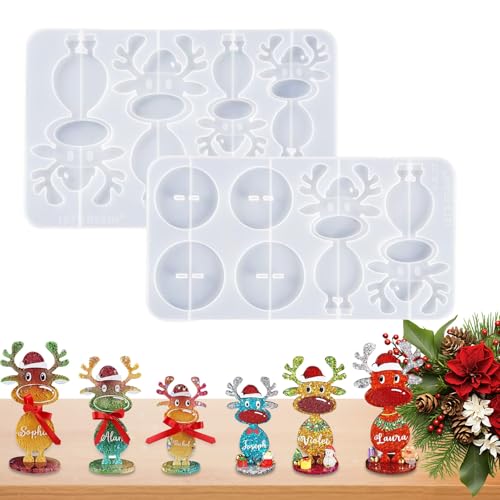 Silikonformen Weihnachts Elch - Stehender Rentier Silikonformen Für Resin Gießen | 2 Teile Festliche Kunsthandwerk Formen Für Polymer Ton Epoxy Zuhause Deko Kreative Projekte von Geteawily