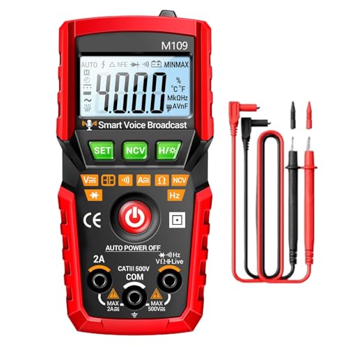 Spannungsprüfer Multimeter,4000 Count Volt Ohm Amp Multimeter - Mit Sprachansage Automatik Für Elektriker Engineering Geräte Haushalt Steckdosen Prüfung von Geteawily