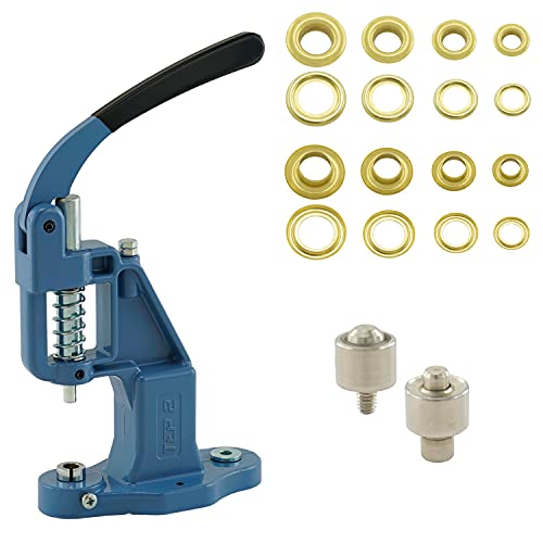 GETMORE Parts Ösenpresse Set TEP-2 inkl. Ösenwerkzeug + 100 Ösen Messing rostfrei | Metallösen anbringen | Ösen für Stoff Leder Filz Kleidung | Stoffösen für Baumwolle usw.- Gold, 7 mm GETMORE Parts Ösenpresse Set TEP-2 inkl. Ösenwerkzeug + 100 Ösen Messing rostfrei | Metallösen anbringen | Ösen für Stoff Leder Filz Kleidung | Stoffösen für Baumwolle usw.- Gold, 7 mm von GETMORE Parts