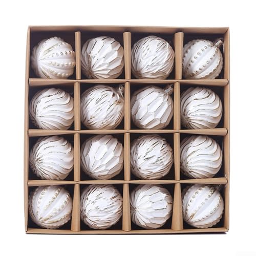 16-teilige Weihnachtskugel-Sammlung aus Kunststoff für Bäume und Feiern (hellgoldfarben) von Gettimore