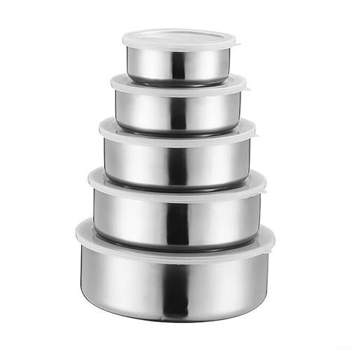 5 Stück Edelstahl-Behälter mit Deckel, versiegelte Schüssel-Aufbewahrungsschale, versiegeltes Aufbewahrungsschüssel-Set, Küchen-Lebensmittelaufbewahrungs-Organizer 5 Stück Edelstahl-Behälter mit Deckel, versiegelte Schüssel-Aufbewahrungsschale, versiegeltes Aufbewahrungsschüssel-Set, Küchen-Lebensmittelaufbewahrungs-Organizer von Gettimore