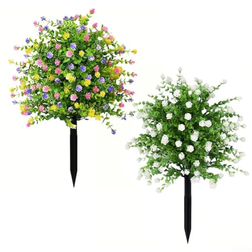 55 cm künstlicher Formschnitt-Kugelbaum mit lebensechtem Design, UV-beständige Topfpflanze für Gartendekoration (weiß) von Gettimore