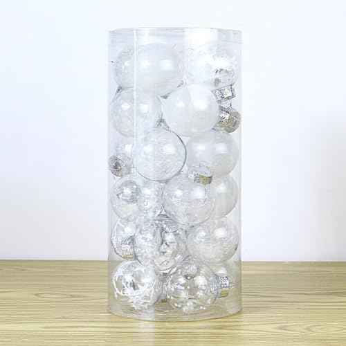 Cascade of Sparkling Baubles 24-teiliges Ornament-Set für auffällige Weihnachtsbäume (weiß) von Gettimore