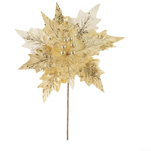 Dekorative Flanell-Pailletten Weihnachtsblumen zum Basteln einzigartiger Feiertagsdisplays zu Hause oder Veranstaltungen (Gold) von Gettimore