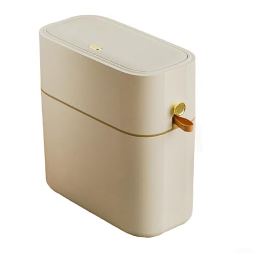 Fußpedal-Mülleimer mit automatischer Abdichtung zur Kontrolle, geeignet für Küche, Badezimmer, Wohnzimmer, 10 l PVC-Mülleimer mit platzsparendem Design (10 l – cremefarben) von Gettimore