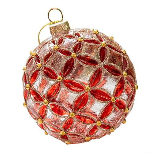 Gettimore Christbaumkugel-Ornamente aus Glas, 8 cm, mit goldfarbenen Schnüren zum Aufhängen, für Feiertage, Hochzeiten und Partydekorationen (A) von Gettimore