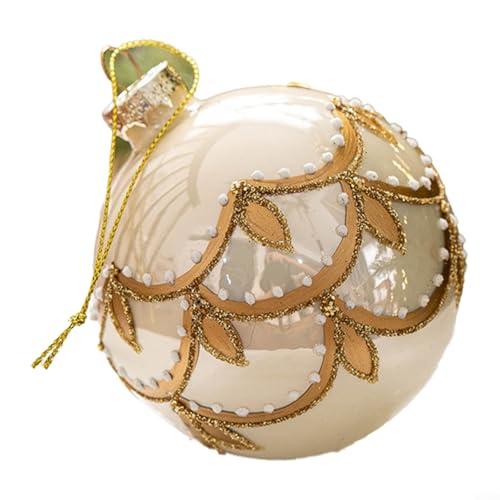 Gettimore Christbaumkugel-Ornamente aus Glas, 8 cm, mit goldfarbenen Schnüren zum Aufhängen, für Feiertage, Hochzeiten und Partydekorationen (C) von Gettimore