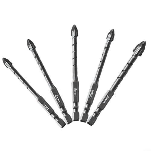 Gettimore Fliesenbohrer-Set, Präzisions-Exzenterbohrer, Wolframstahl-Legierung, Mauerwerk-Bohrer-Set, für Porzellan, Glas, Ziegel, Kunststoff, Zement usw. (B) von Gettimore