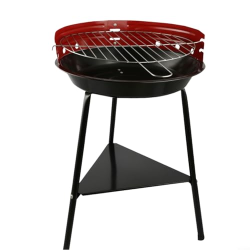 Gettimore Runder tragbarer Holzkohlegrill 35 cm Durchmesser mit Emaille Schale und Windschutz für Garten oder Camping von Gettimore
