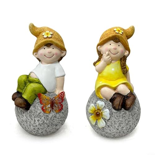 Gettimore Skurrile Porzellan-Gartenzwerg-Figur für Innenhof, Veranda oder Tischdekoration, Dekoration für Innen- und Außenbereich (C) von Gettimore