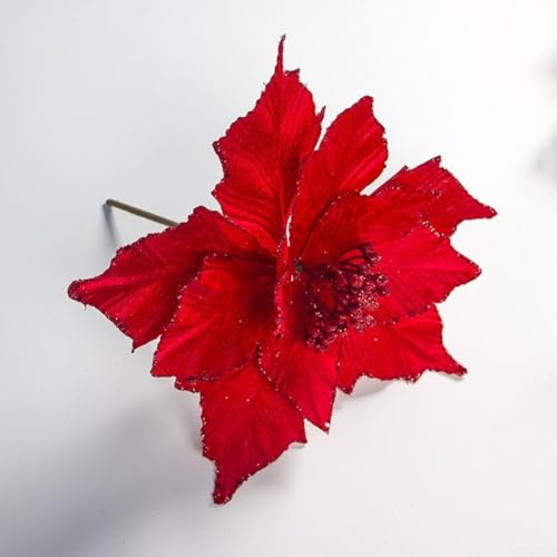 Glitzernde Weihnachtsstern-Blume für Weihnachtsbaum und festliche Anlässe, 28 cm, Rot Glitzernde Weihnachtsstern-Blume für Weihnachtsbaum und festliche Anlässe, 28 cm, Rot von Gettimore