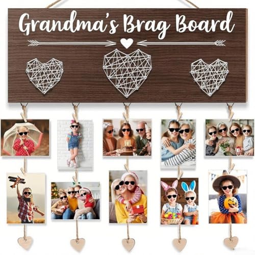 Grandma's Brag Board Rahmen mit Herz-String Art und 30 Foto-Clips, perfekt für die Präsentation wertvoller Familienerinnerungen und Feiern besonderer Anlässe Grandma's Brag Board Rahmen mit Herz-String Art und 30 Foto-Clips, perfekt für die Präsentation wertvoller Familienerinnerungen und Feiern besonderer Anlässe von Gettimore