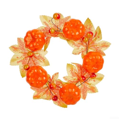 Halloween-Kranz im Gothic-Stil mit Kerzen, schwarzen Rosen und Kürbissen (orangefarbener Kürbis) von Gettimore