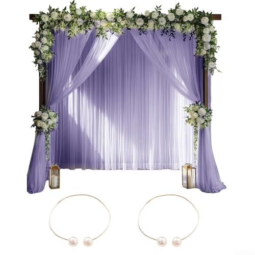 Hochzeit Voile Tüll Vorhänge 2er Set mit Vorhangschnallen für traumhafte Event Decor (lila) von Gettimore