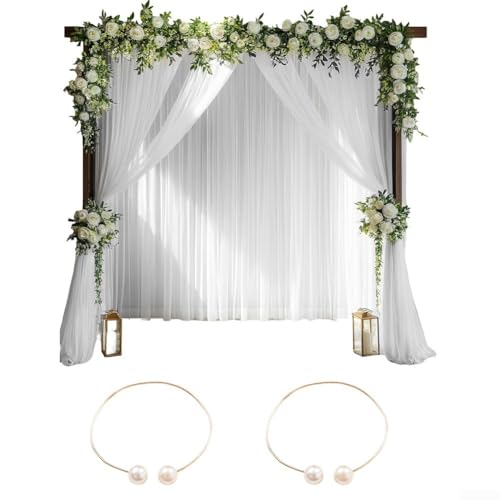 Hochzeit Voile Tüll Vorhänge 2er Set mit Vorhangschnallen für traumhafte Veranstaltung Dekor (weiß) von Gettimore