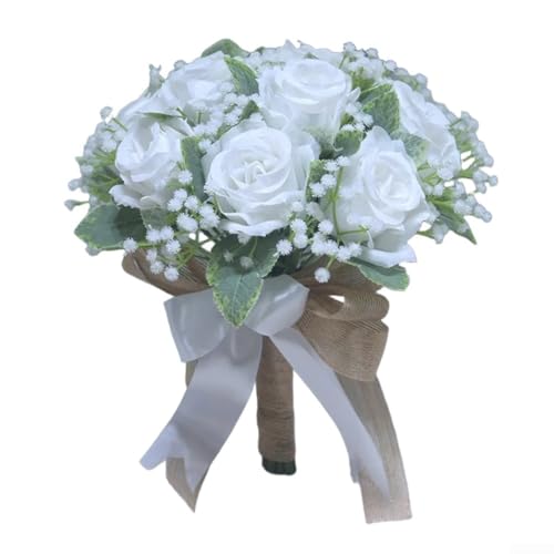 Hochzeitsstrauß im Waldstil mit künstlichen Seidenrosen und charmanten Schleifen, entworfen, um Brautkleidung zu verschönern und Hochzeitsorte oder Fotografie-Hintergründe zu dekorieren (rote Hochzeitsstrauß im Waldstil mit künstlichen Seidenrosen und charmanten Schleifen, entworfen, um Brautkleidung zu verschönern und Hochzeitsorte oder Fotografie-Hintergründe zu dekorieren (rote von Gettimore