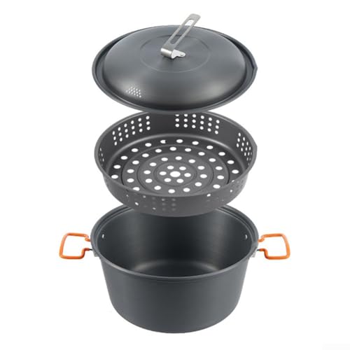 Kompaktes 4 5 l Aluminium-Legierung Outdoor Dampfgarer Topf-Set für einfachen Transport (Topf mit zwei Griffen) von Gettimore