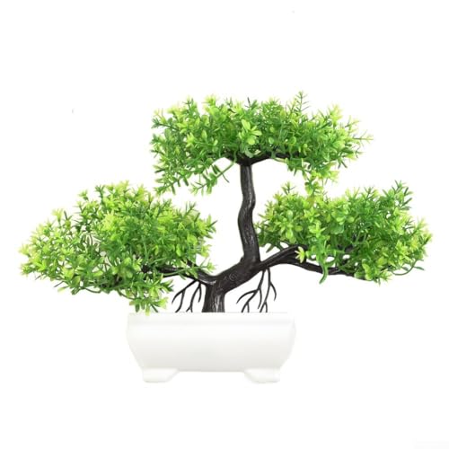 Lebensechte künstliche Topfpflanze Bonsai Topfkiefer Baum für Zuhause/Büro Dekor (Grün) von Gettimore