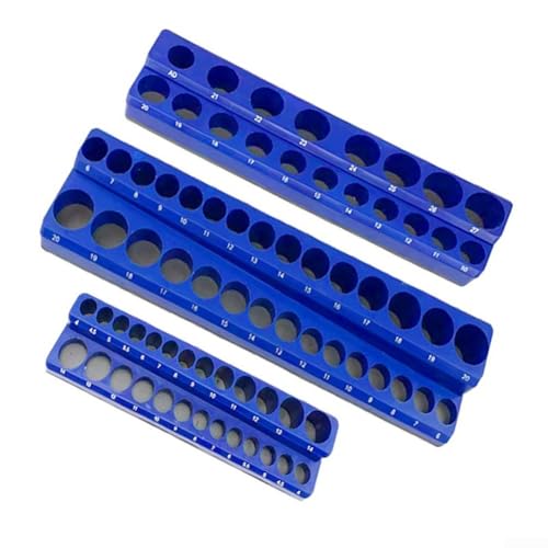 Magnetischer Sockel-Organizer hält Ihre SAE- und metrischen Steckdosen sicher (blau) von Gettimore