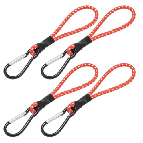 Outdoor Canopy Fixing Cord with Carabiners, Multi Functional Elastic Ropes for Camping, 4 Pack (Red) von Gettimore