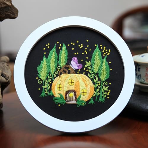 Pilzblumen-DIY-Stickset für Anfänger, komplettes Set mit Baumwoll-Leinwand und leicht zu befolgenden Tutorial-Zeichnungen (mit 20 cm Reifenstern) von Gettimore