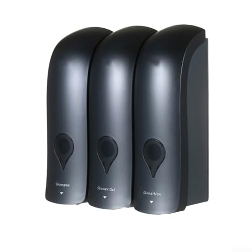 Platzsparender Seifenspender zur Wandmontage, nachfüllbare Flaschen für Duschgel und Körperpflegeprodukte (grau) von Gettimore